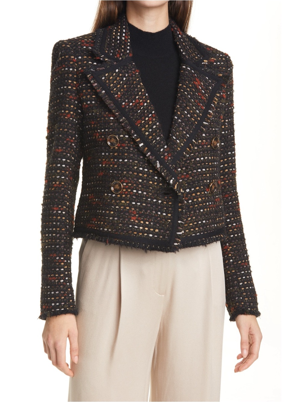 $695 Veronica Beard Nalani Tweed Wool Metallic Plaid Fitted Jacket Blazer Size 4